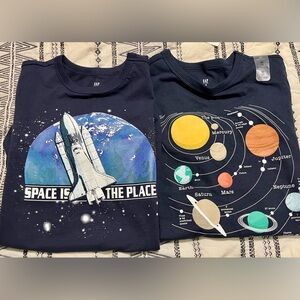 GAP Kids Navy Space Shuttle and Solar System Tees